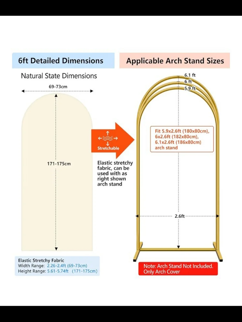 Set Of 2 Cream Party Backdrop Arch Panel Stretch Cover